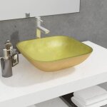Jinlefu - lavabo verre 42x42x14 cm dor vidaxl