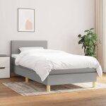 Jinlefu - lit  sommier tapissier avec matelas gris clair 90x200 cm tissu