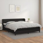 Jinlefu - lit  sommier tapissier avec matelas noir 180x200 cm similicuir