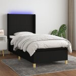 Jinlefu - sommier tapissier avec matelas et led noir 90x200 cm tissu