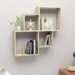 Jinlefu - the living store �tag�re murale cube ch�ne sonoma 80x15x78, 5cm bois d'ing�nierie - �tag�re ...