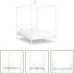Jinlefu - the living store cadre de lit  baldaquin blanc mtal 120 x 200 cm - cadre de lit - lit  baldaquin ...