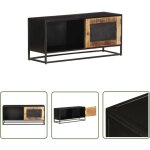 Jinlefu - the living store meuble tv 90x30x40 cm bois de manguier brut - meuble tv industriel - meuble ...