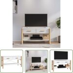 Jinlefu - the living store meuble tv blanc 82x38x45 cm bois d'ingnierie - meuble tv - meuble tlvision ...