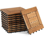Jiubiaz lot de 11 dalles en bois dalles de terrasse mosa�que 1 m�, 30 x 30 cm, dalles clipsables en bois ...