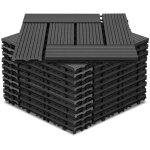 Jiubiaz 11pcs dalle de terrasse 1m� dalle clipsable 30x30cm rev�tement de sol ext�rieur terrasse jardin ...
