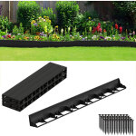 Jiubiaz 12m bordure de pelouse en plastique, flexible bordure de jardin avec 50 piquets d'ancrage noir ...