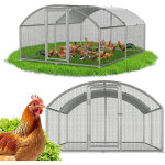 Jiubiaz enclos 3�4�2 m avec toit arqu� ? poulailler en m�tal accessible, 12 m� de surface, porte verrouillable ...