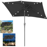 Jiubiaz parasol rectangulaire 1, 4 � 2, 1 m avec led ? parasol balcon lumineux, gris