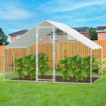 Jiubiaz poulailler 3�2�2 m ? enclos pour petits animaux, voli�re ext�rieure, cage � poules en acier galvanis� ...