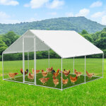 Jiubiaz poulailler 3�3�2 m ? enclos pour petits animaux, voli�re ext�rieure, cage � poules en acier galvanis� ...