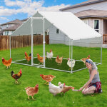 Jiubiaz poulailler 3�2�2 m ? enclos pour petits animaux, voli�re ext�rieure, cage � poules en acier galvanis� ...
