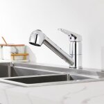 Jn. songs - robinet de cuisine mitigeur de lavabo avec douchette extractible  360 monotrou eau froide ...