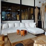 Canap d'angle droit en coton blanc - 280x180cm - dhoussable - grand modle avec mridienne - style ...