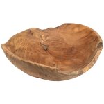 Saladier en teck massif recycl - diamtre 30cm - fait main - pice unique avec contours bruts - bois ...