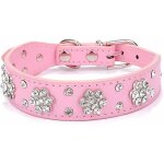 Joli collier pour chien avec strass bling bling - motif de fleurs en diamant (rose m) - convient aux ...