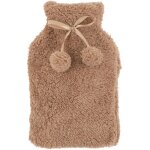 Bouillotte en fourrure marron clair avec pompons