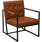Jones fauteuil de cocktail lounge rembourr avec cadre en acier similicuir brun - svita