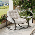 Jookgbd - fauteuil � bascule en rotin, chaise de relaxation avec coussin �pais accoudoirs, repose - pieds ...