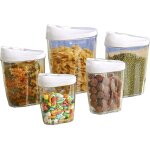 Joorrtlot de 5 bo�tes de conservation herm�tiques transparentes pour c�r�ales et fruits secs 1440ml 960ml ...