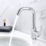 Joorrtrobinet de lavabo � haute teneur en chrome avec pivot � 360 �, robinet de salle de bain en acier ...