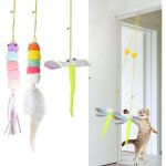 Jouet pour chat accroch� � la porte 2m jouets � plumes simulation, 3pcs cataire jouet chat interieur ...
