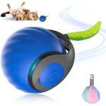 Jouet interactif pour chat bleu de 5 cm de diam�tre, 1 balle interactive avec queue en peluche, jouet ...