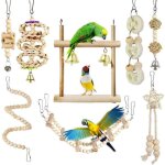 Jouets pour oiseaux 8 pi�ces avec jouets � m�cher et balan�oires de perch� pour cage � oiseaux - id�al ...