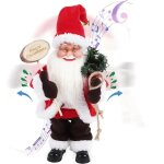 Jouet de p�re no�l anim�, p�re no�l chantant et dansant avec visage led et chanson jingle bell, d�coration ...