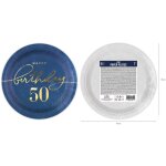 Joyeux anniversaire 50 assiettes en carton, bleu marine 18cm 6pcs.