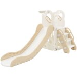 Joyz ensemble de jeux enfants 3 en 1, blanc - beige, en plastique, tour d'escalade avec toboggan et panier ...