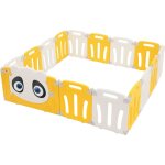 Joyz - parc bb modulable, 160160 cm, design panda, blanc - jaune, pliable, barrire de scurit avec ...