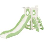 Joyz toboggan 3 - en - 1 blanc - vert pour enfants, structure de jeu int�rieur / ext�rieur avec panier ...