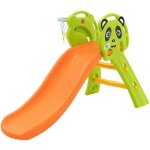 Toboggan pour enfants 2 en 1, vert - orange, en plastique hdpe , avec panier de basket, ballon et pompe ... Toboggan pour enfants 2 en 1, vert - orange, en plastique hdpe , avec panier de basket, ballon et pompe ...