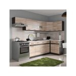 Sans marque - junona cuisine d'angle complete et plan de travail l 3m40 - angle réversible - décor chene ... Sans marque - junona cuisine d'angle complete et plan de travail l 3m40 - angle réversible - décor chene ...