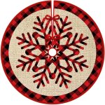 Jupe d'arbre de nol flocon de neige, jupe d'arbre rouge et noire, dcorations de nol rustiques pour ...