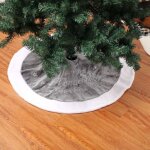 Jupe d'arbre de no�l en peluche grise de 90cm, couverture de jupe d'arbre de no�l blanche, support d'arbre ...