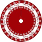 Jupe de sapin de no�l 90 cm - tapis ou nappe de pique - nique � motif flocons de neige et �l�ments classiques, ...