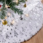 Jupe de sapin de nol 90cm tapis de sapin de noel, grande sapin de nol argent cache pied sapin de nol ...