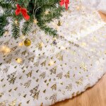 Jupe de sapin de nol 90cm tapis de sapin de noel, grande sapin de nol dor cache pied sapin de nol ...