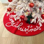 Jupe de sapin de no�l alphabet, jupe de sapin de no�l rouge, 62 cm couvre pied rond, pour f�te et d�coration ...
