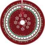 Jupe pour sapin de no�l jupe ronde de 90 cm - tapis � motif flocons de neige avec �l�ments classiques ...