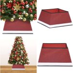 Jupe de sapin de nol rouge et blanc 48x48x25 cm - jupe d'arbre de nol - jupes d'arbre de nol - home ...