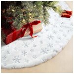 Jupe de sapin de nol tapis en fausse fourrure avec broderie de flocons de neige dcoration de sapin ...