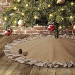 Jupe de sapin de nol en toile de jute 120 cm avec bordure plisse, bordure de ferme, dcoration pour ...