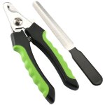 Ensemble coupe - ongles et limes pour chats et chiens, acier inoxydable, noir / vert