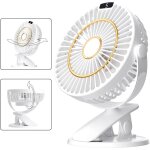Mini ventilateur de bureau avec clip, 5 vitesses, petit ventilateur de table portable et silencieux avec ...