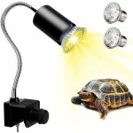 Reptile heat lamp, uva uvb light for aquarium turtle tank, with 2 50w basking bulb and 360 swivel clamp ...