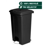 Jvd - poubelle 90l noir avec traitement antimicrobien et antibactrien en plastique recycl - matriel ...