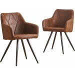 Lot de 2 chaises de salle  manger brunes, chaise de salle de sjours scandinaves en similicuir avec ...